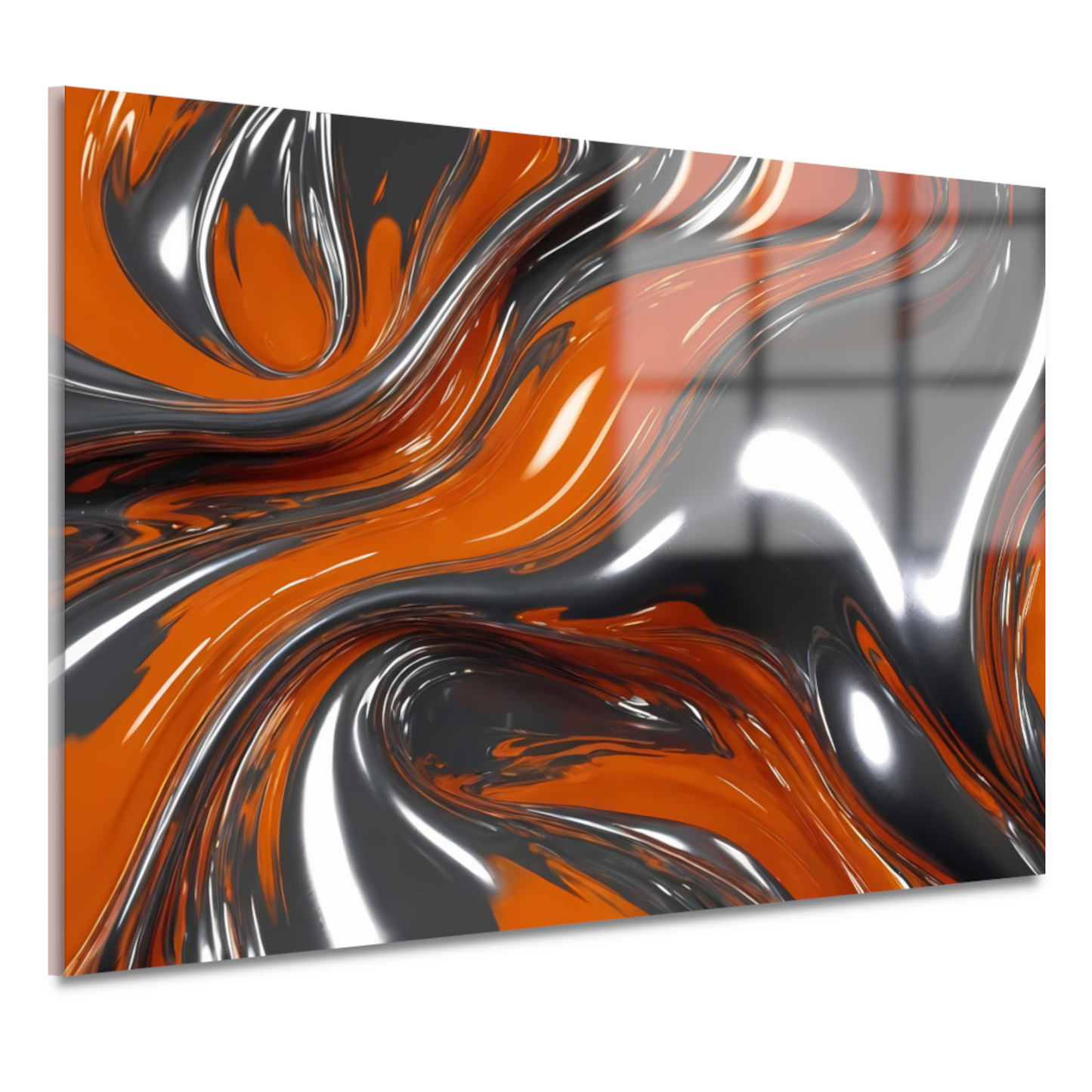 Abstracte Symbiose van Oranje en Zilver acrylglas