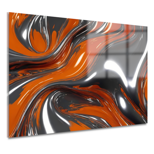 Abstracte Symbiose van Oranje en Zilver acrylglas