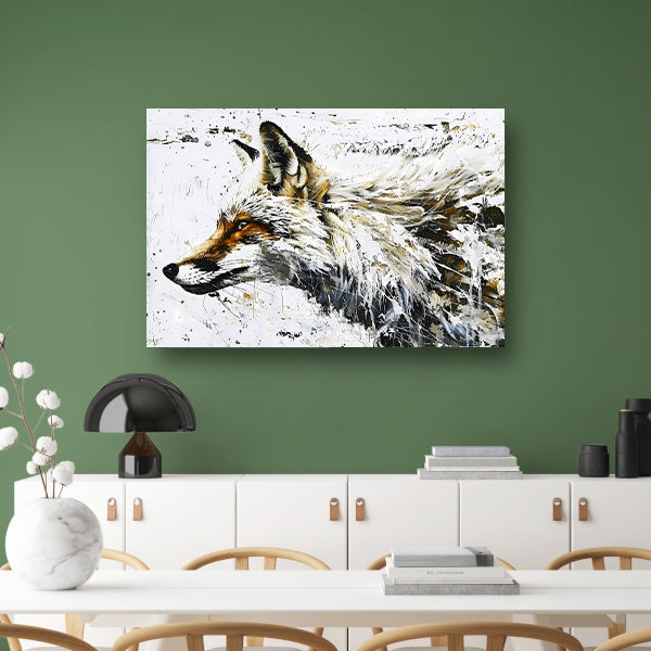 Expressieve abstracte schilderij van een vosposter