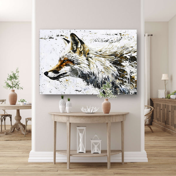 Expressieve abstracte schilderij van een vosposter