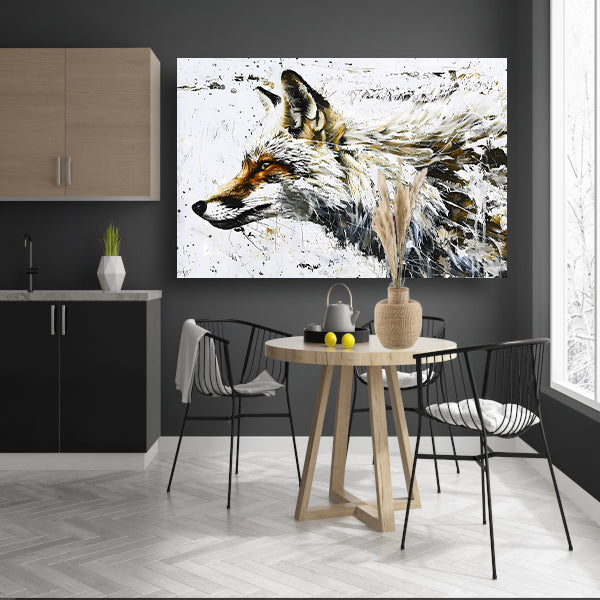 Expressieve abstracte schilderij van een vos canvas