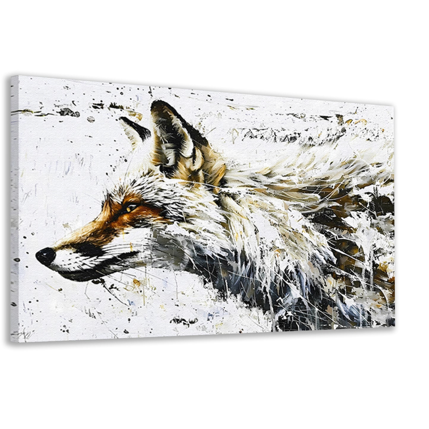 Expressieve abstracte schilderij van een vos canvas