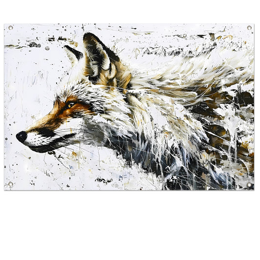 Expressieve abstracte schilderij van een vos tuinposter