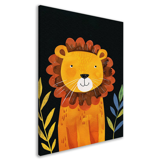 Aquarel Illustratie Vrolijke Leeuw canvas