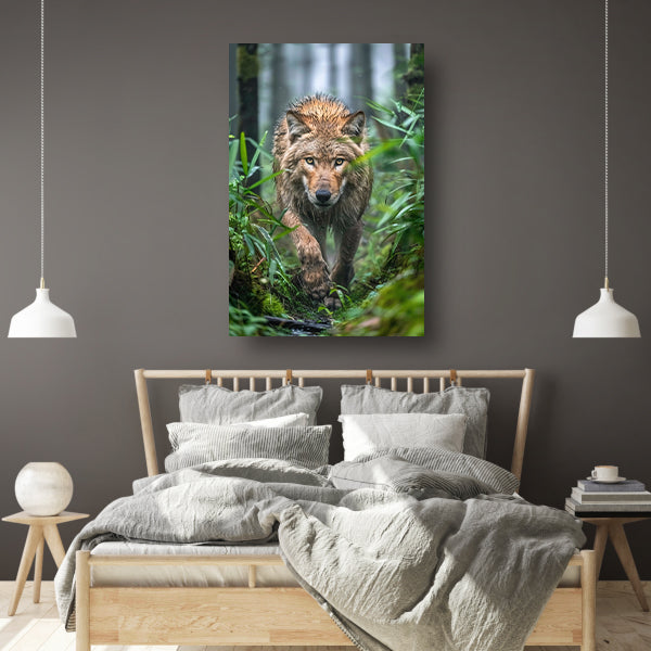 Wolf in het bos canvas