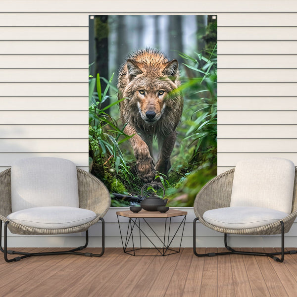 Wolf in het bos tuinposter