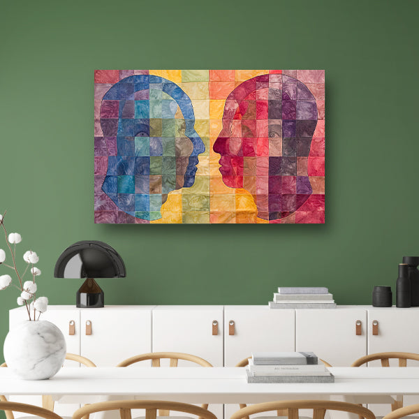 Kleurrijke abstracte hoofden in kubistische stijl acrylglas