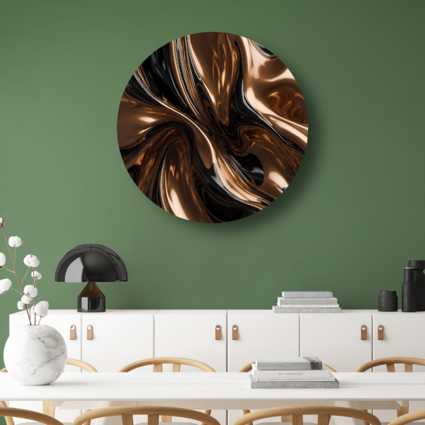Dynamisch Brons en Zwart Abstract Ontwerp aluminium muurcirkel