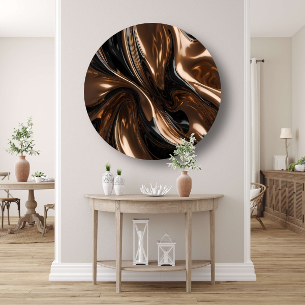 Dynamisch Brons en Zwart Abstract Ontwerp aluminium muurcirkel