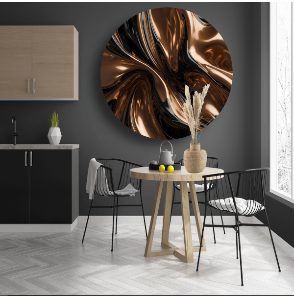 Dynamisch Brons en Zwart Abstract Ontwerp aluminium muurcirkel