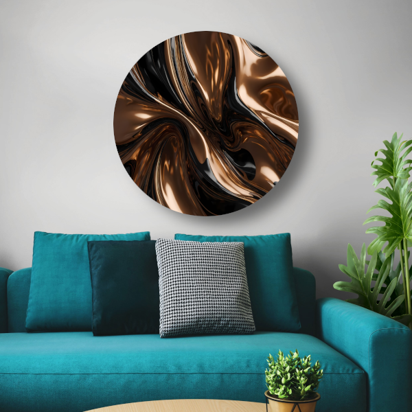 Dynamisch Brons en Zwart Abstract Ontwerp aluminium muurcirkel