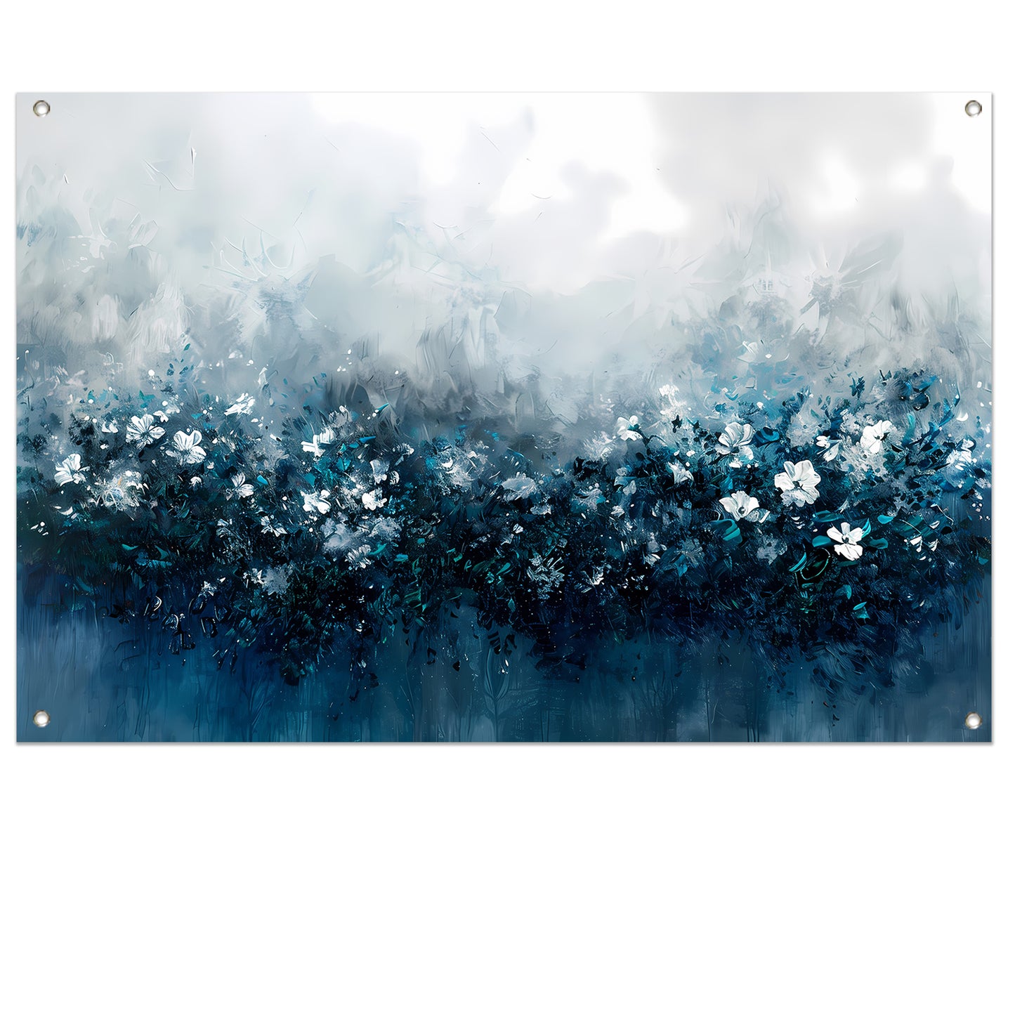 Abstract bloemenveld in blauwe tinten tuinposter