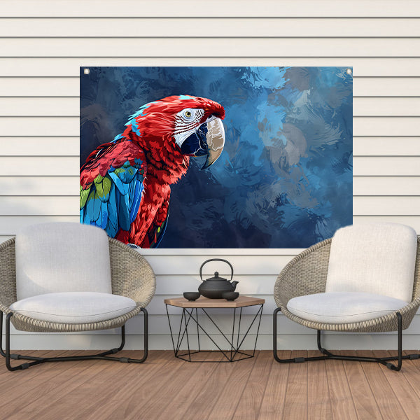 Levendige digitale kunst van kleurrijke papegaai tuinposter