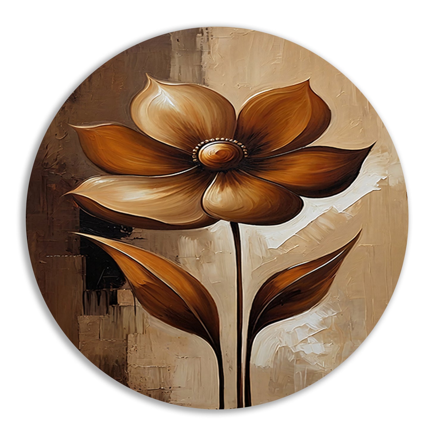 Sepia Abstract Bloem in Stijlvolle Art Deco forex muurcirkel