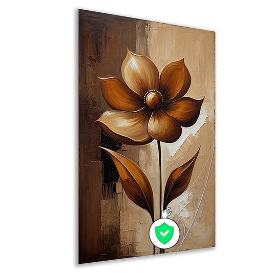 Sepia Abstract Bloem in Stijlvolle Art Deco poster