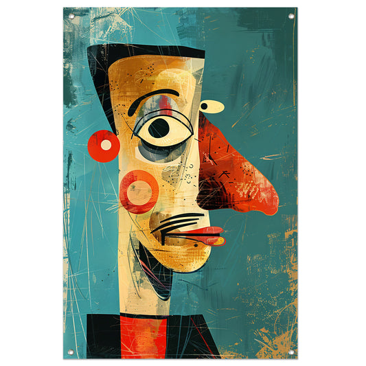 Abstract Kubistisch Portret in Kleur tuinposter