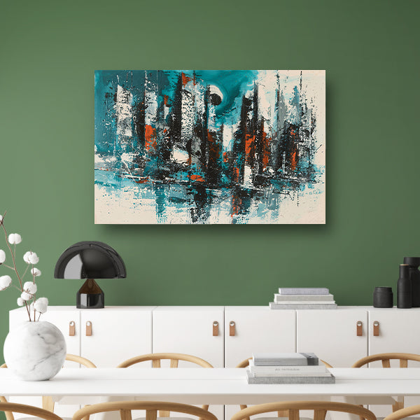 Abstracte schildering van dynamische skyline poster