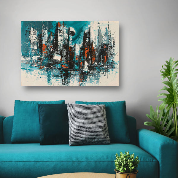 Abstracte schildering van dynamische skyline poster