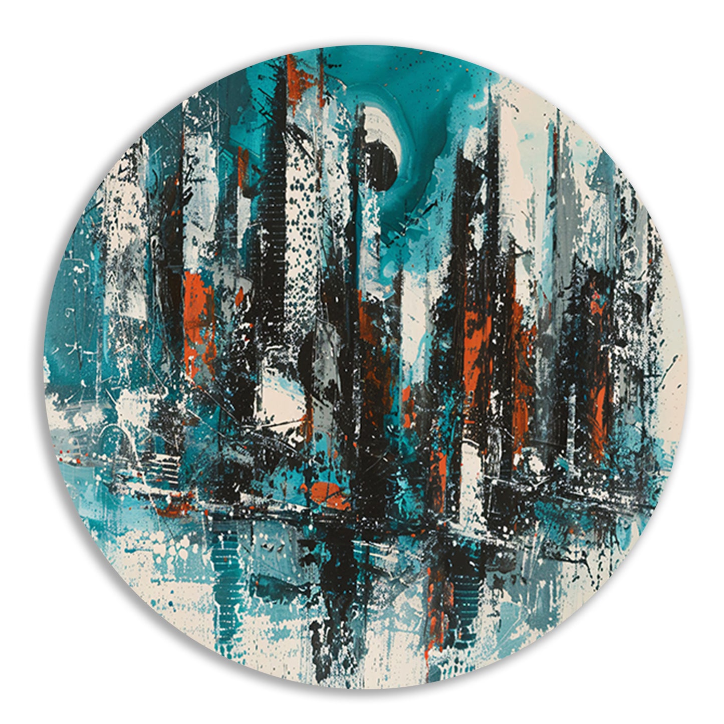 Abstracte schildering van dynamische skyline forex muurcirkel