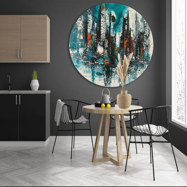 Abstracte schildering van dynamische skyline forex muurcirkel