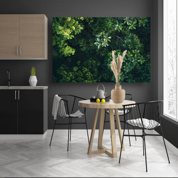 Weelderige groene bladeren vanuit vogelperspectiefposter