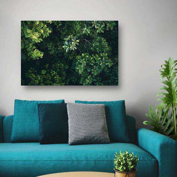 Weelderige groene bladeren vanuit vogelperspectiefposter