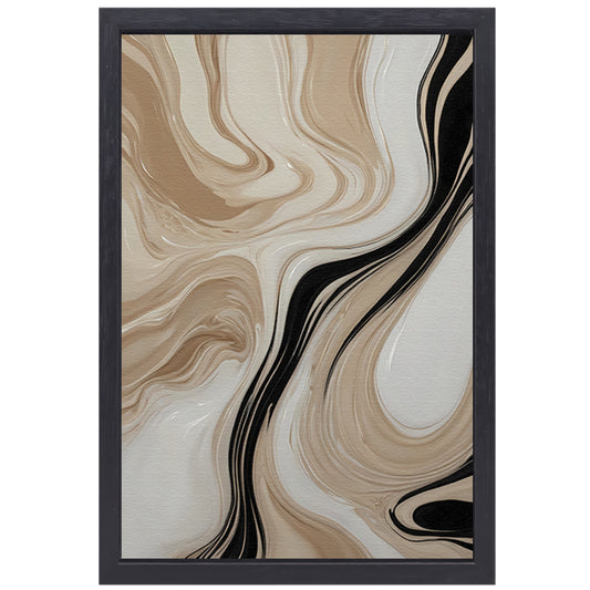 Elegante Golvende Lijnen in Monochrome Tinten canvas met baklijst