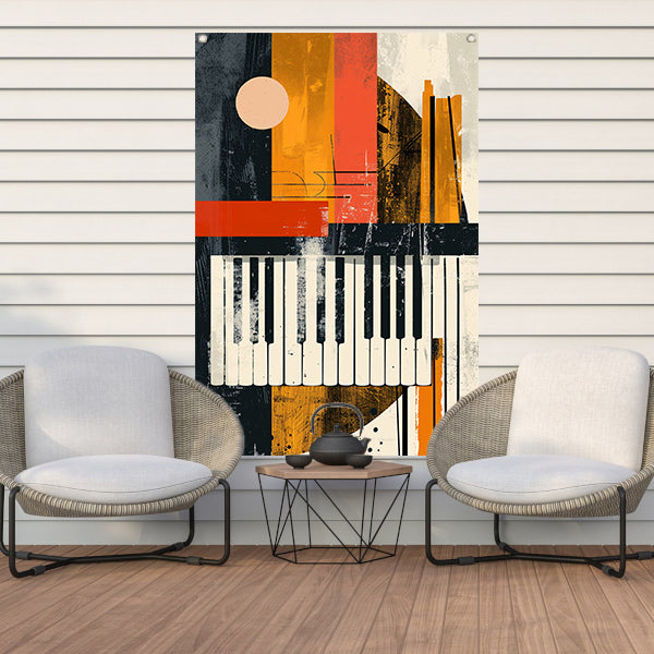 Abstract Pianomelodie in Kleur tuinposter