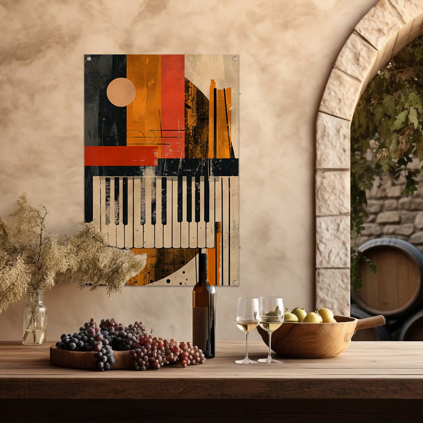 Abstract Pianomelodie in Kleur tuinposter