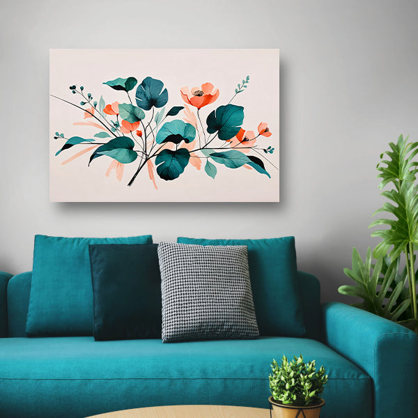 Moderne Japandi stijl botanische print poster