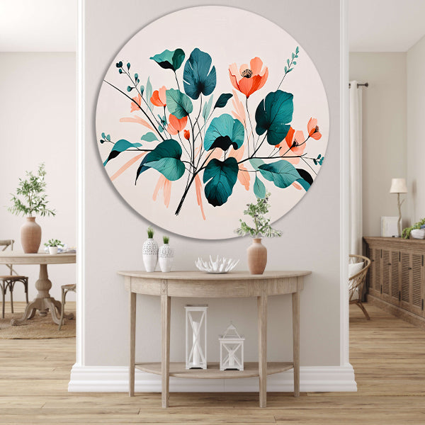 Moderne Japandi stijl botanische print forex muurcirkel