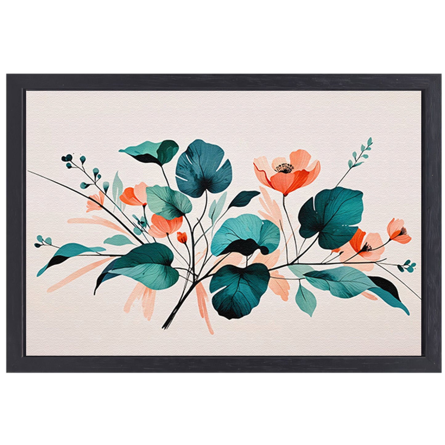 Moderne Japandi stijl botanische print canvas met baklijst