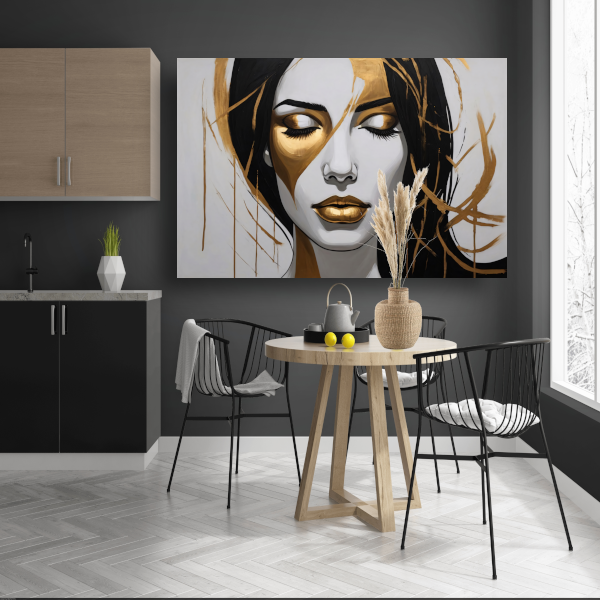 Gouden Sereniteit in Moderne Abstractie poster
