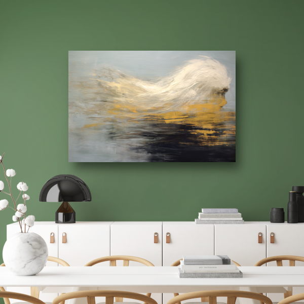 Dynamiek van Goud en Zwart in Abstractie canvas