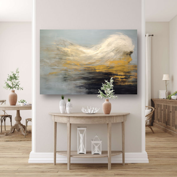 Dynamiek van Goud en Zwart in Abstractie canvas