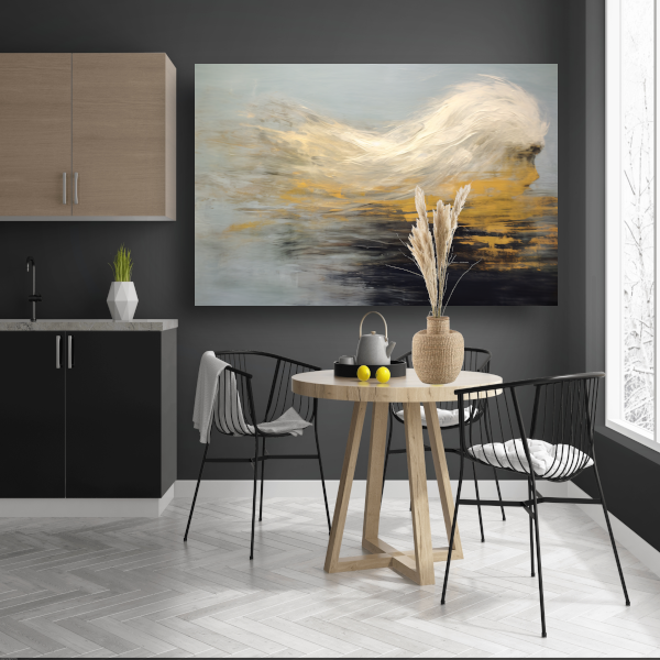 Dynamiek van Goud en Zwart in Abstractie canvas