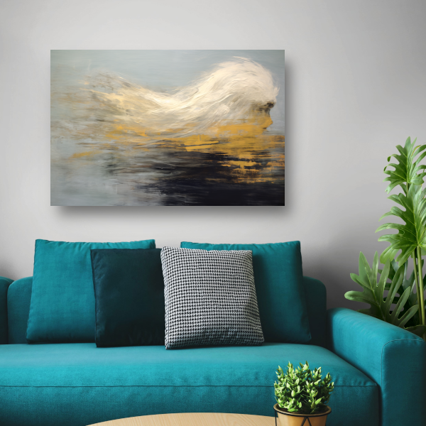 Dynamiek van Goud en Zwart in Abstractie canvas