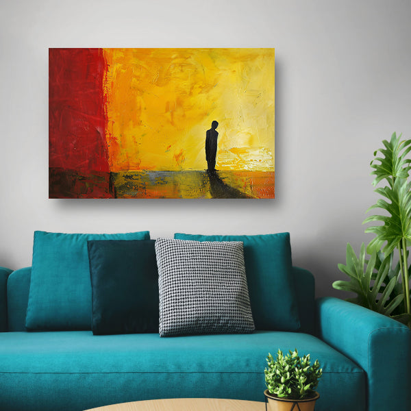 Abstract silhouet in kleurrijke omgeving canvas