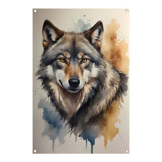Abstracte Wolf in Levendige Waterverf tuinposter