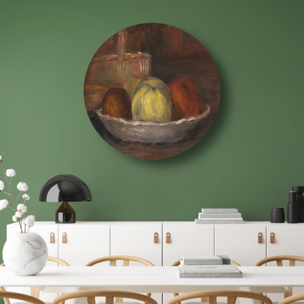 Appels in een schotel en mand - Pierre-Auguste Renoir forex muurcirkel