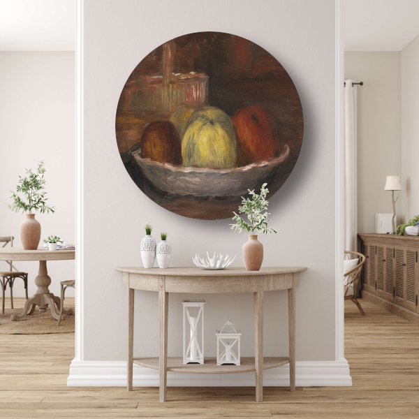 Appels in een schotel en mand - Pierre-Auguste Renoir forex muurcirkel
