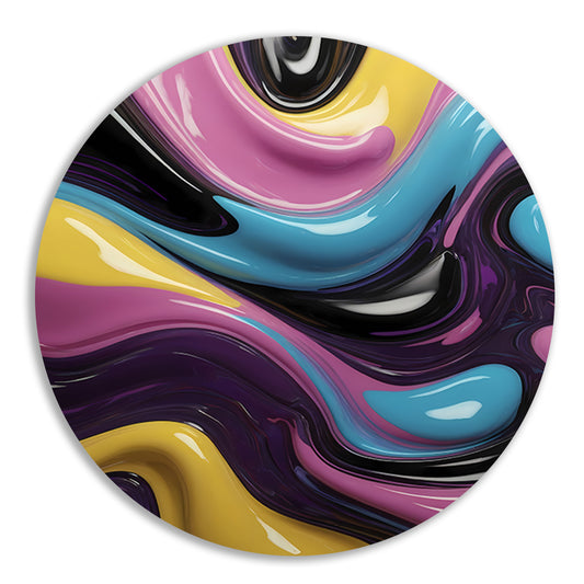 Abstracte Dans van Vormen en Kleur aluminium muurcirkel