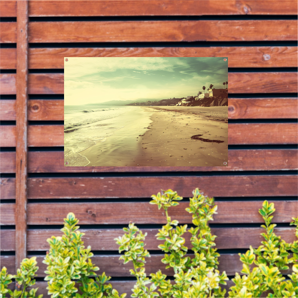 Impressionistisch Strand met Huizen tuinposter