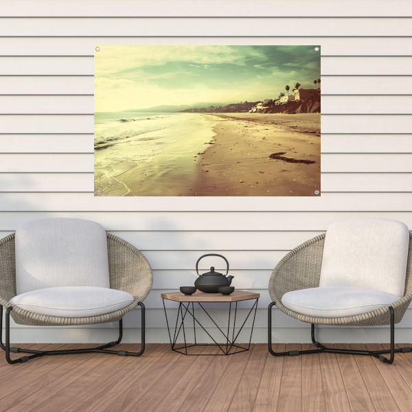 Impressionistisch Strand met Huizen tuinposter