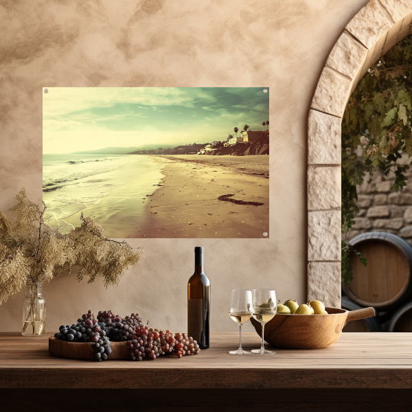 Impressionistisch Strand met Huizen tuinposter