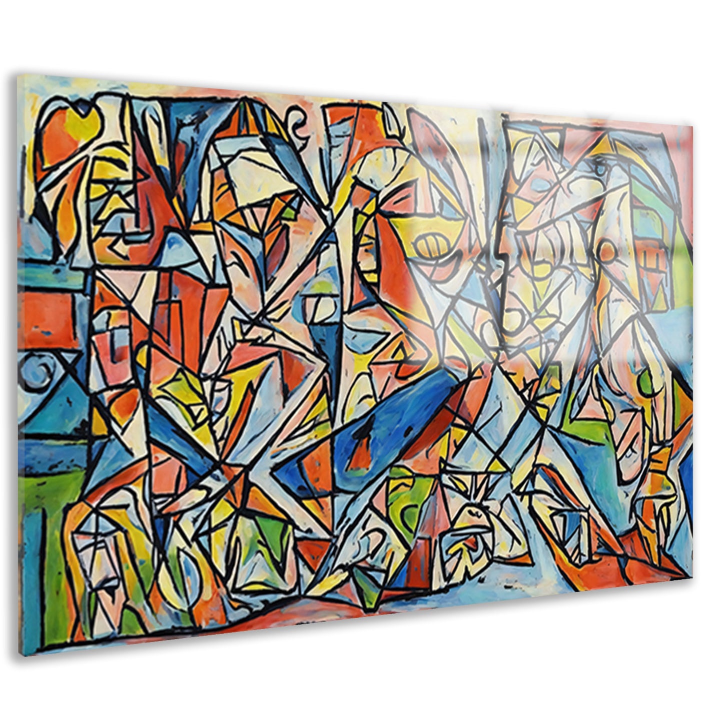 Abstract kubistisch ontwerp met dierenfiguren acrylglas