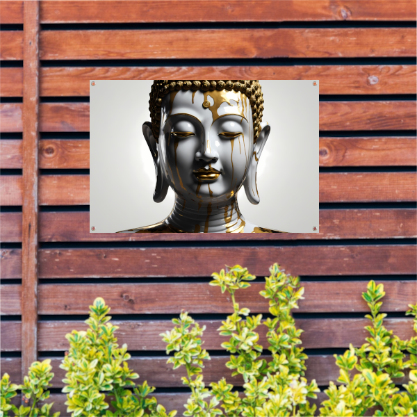 Stijlvolle Gouden Boeddha in Modern Ontwerp tuinposter
