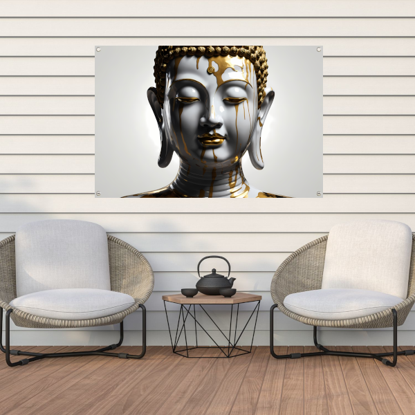Stijlvolle Gouden Boeddha in Modern Ontwerp tuinposter
