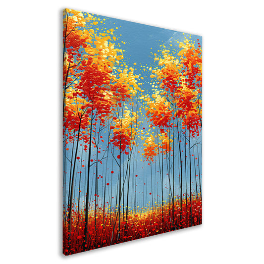 Abstract herfstboomschildering met felle kleuren canvas