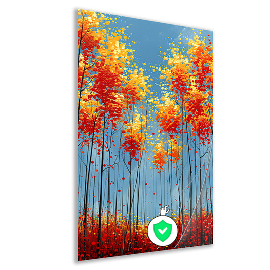 Abstract herfstboomschildering met felle kleuren poster